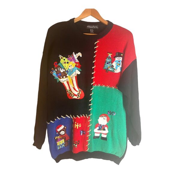 Work in Progress Gladys Bagley Knit Pullover Christmas Ugly Sweater size 2X - Picture 1 of 7